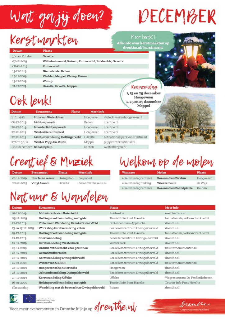 Evenementenkalender Drenthe - December 2019